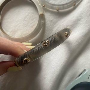 Alexis Bittar warm grey lucite encrusted bracelet